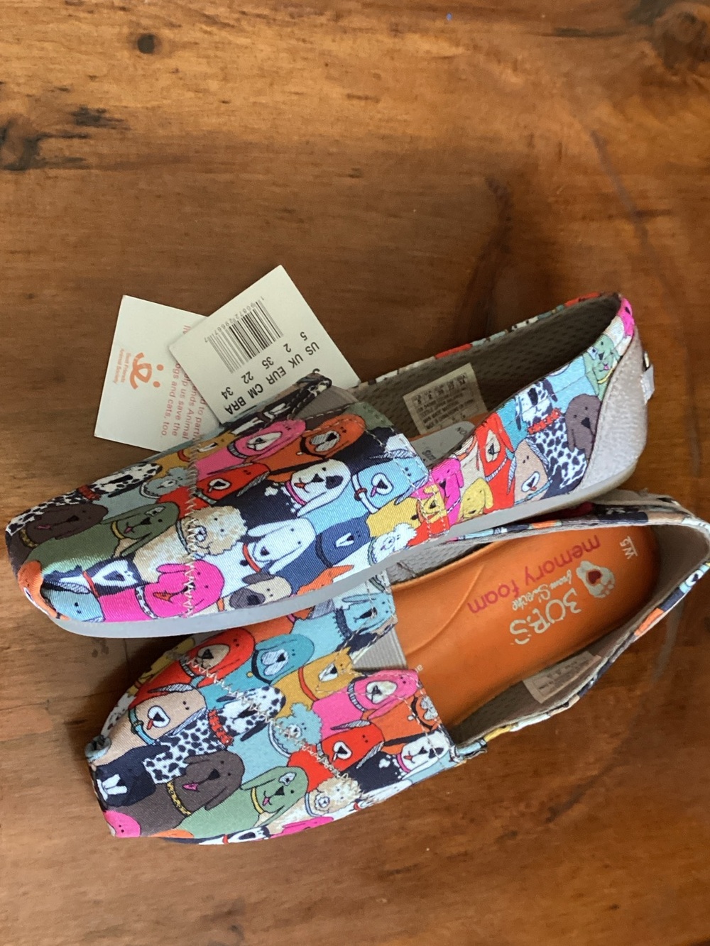Bobs Multicolor Canvas Slip-Ons with Playful Dog Faces